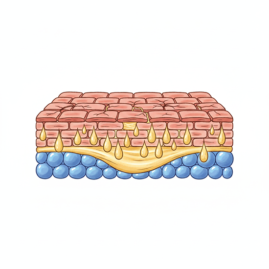 Schéma de la structure cutanée et pénétration lipidique